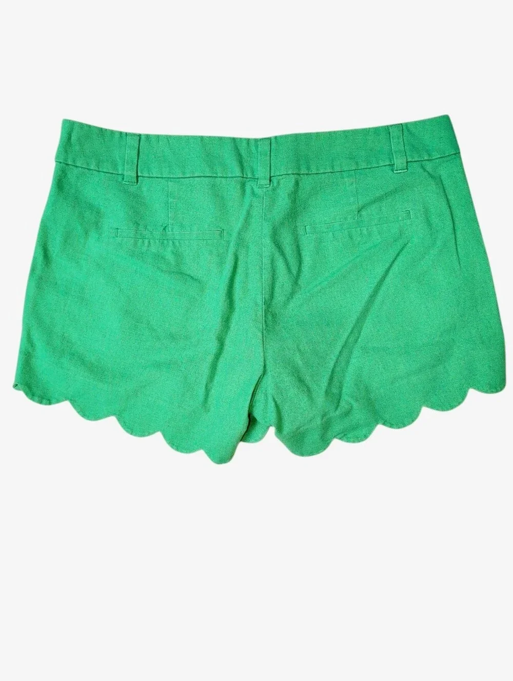 J.Crew Shorts Chino Green Linen Cotton Scalloped Hem Shorts Women's Size 8